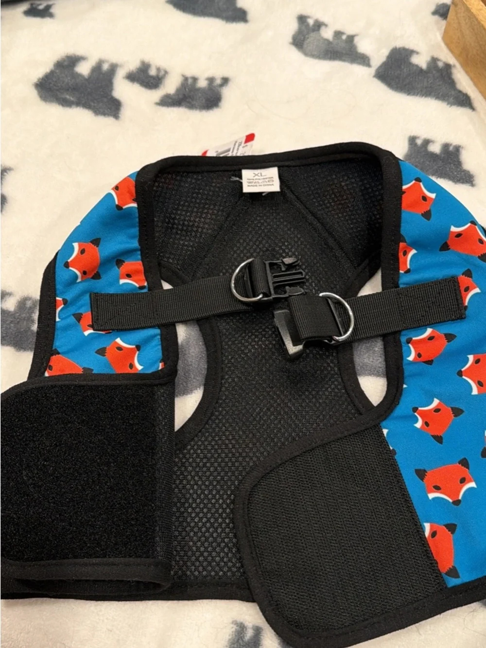 Pet Fox Print Harness - Blue & Orange